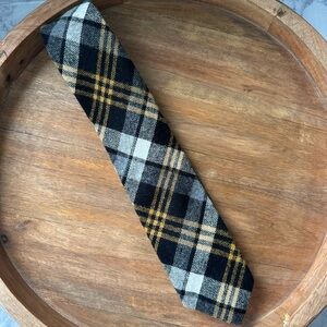 Plaid Wool Vintage Tie Black, Gray, Gold Carter Holmes Academia Old School